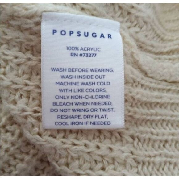 POPSUGAR CREAM & PINK DISTRESSED HEM SWEATER SZ.XL EUC. - Picture 4 of 4